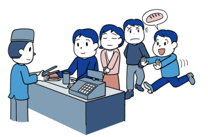 ADHDの衝動性の例をイラストで伝えます。